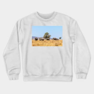 Elephant herd walking through the Serengeti, Tanzania, Africa Safari Crewneck Sweatshirt